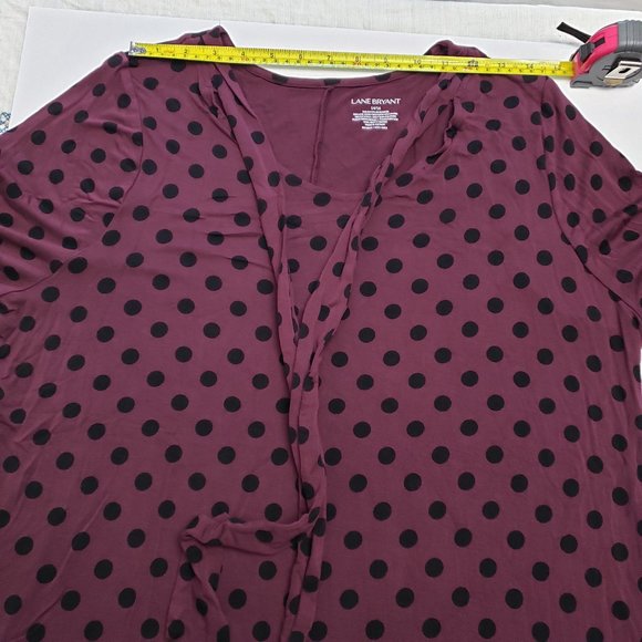 Lane Bryant Top Blouse Polka Dot Soft Comfort Tie Accent Stretchy 14/16 Casual - Picture 3 of 8